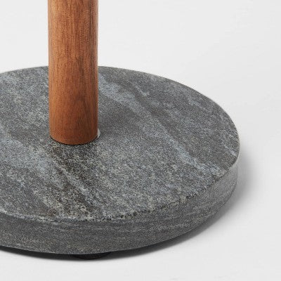  Wood And Marble Paper Towel Holder Gray - Threshold™: Kitchen Napkin Holder, Multicolor, 13.25" Height, Spot Clean