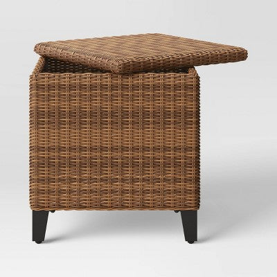 Brookfield Patio End Table With Storage - Brown - Threshold™